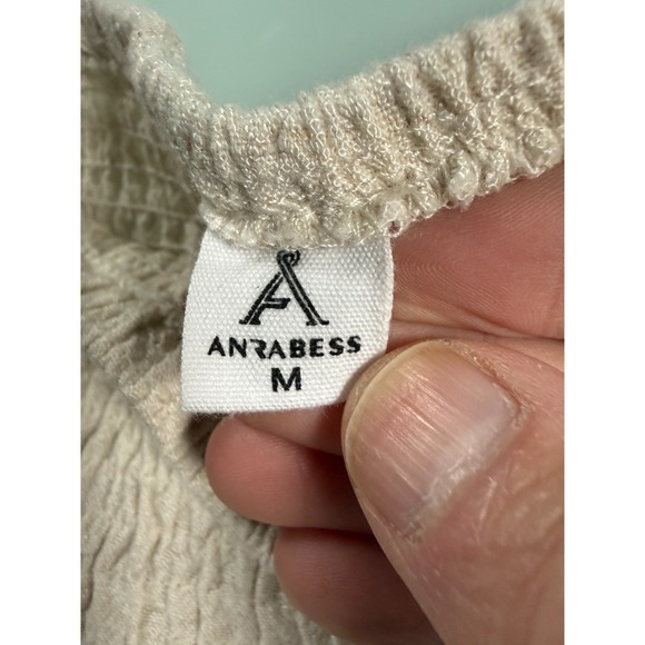 ANRABESS Wide Leg Pants Women's M Linen Blend Beige Cropped Lightweight Pockets - Picture 6 of 14